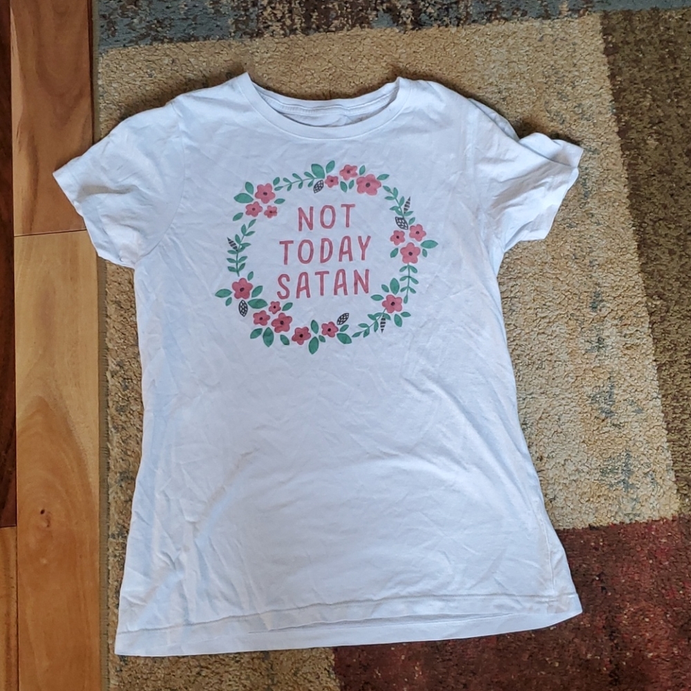 Not today Satan. Black matter Tshirt. Women's XL